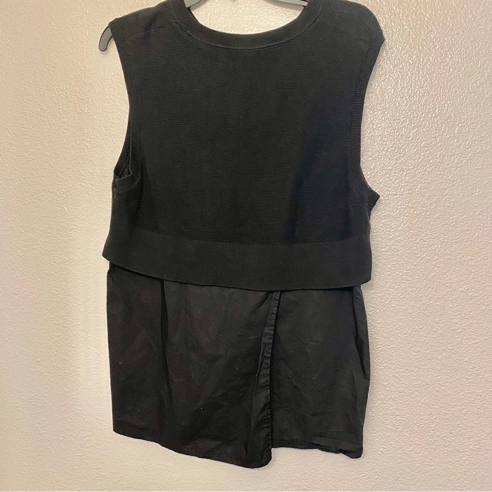 Banana Republic black crewneck knit sleeveless sweater vest open back blouse L